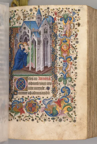 Hours of Charles the Noble, King of Navarre (1361-1425): fol. 82vr, Presentation in the Temple (Nones) by Master of the Brussels Initials and Associates, book, 1400-1410