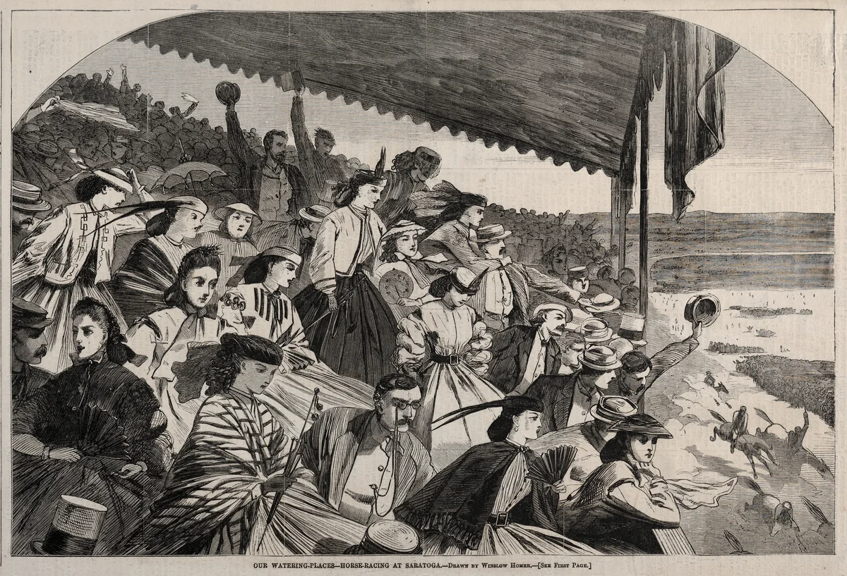 Our Watering Places - Horse Racing at Saratoga by Winslow Homer, print, 1865