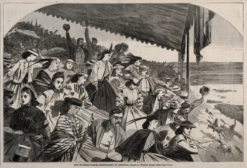 Our Watering Places - Horse Racing at Saratoga by Winslow Homer, print, 1865