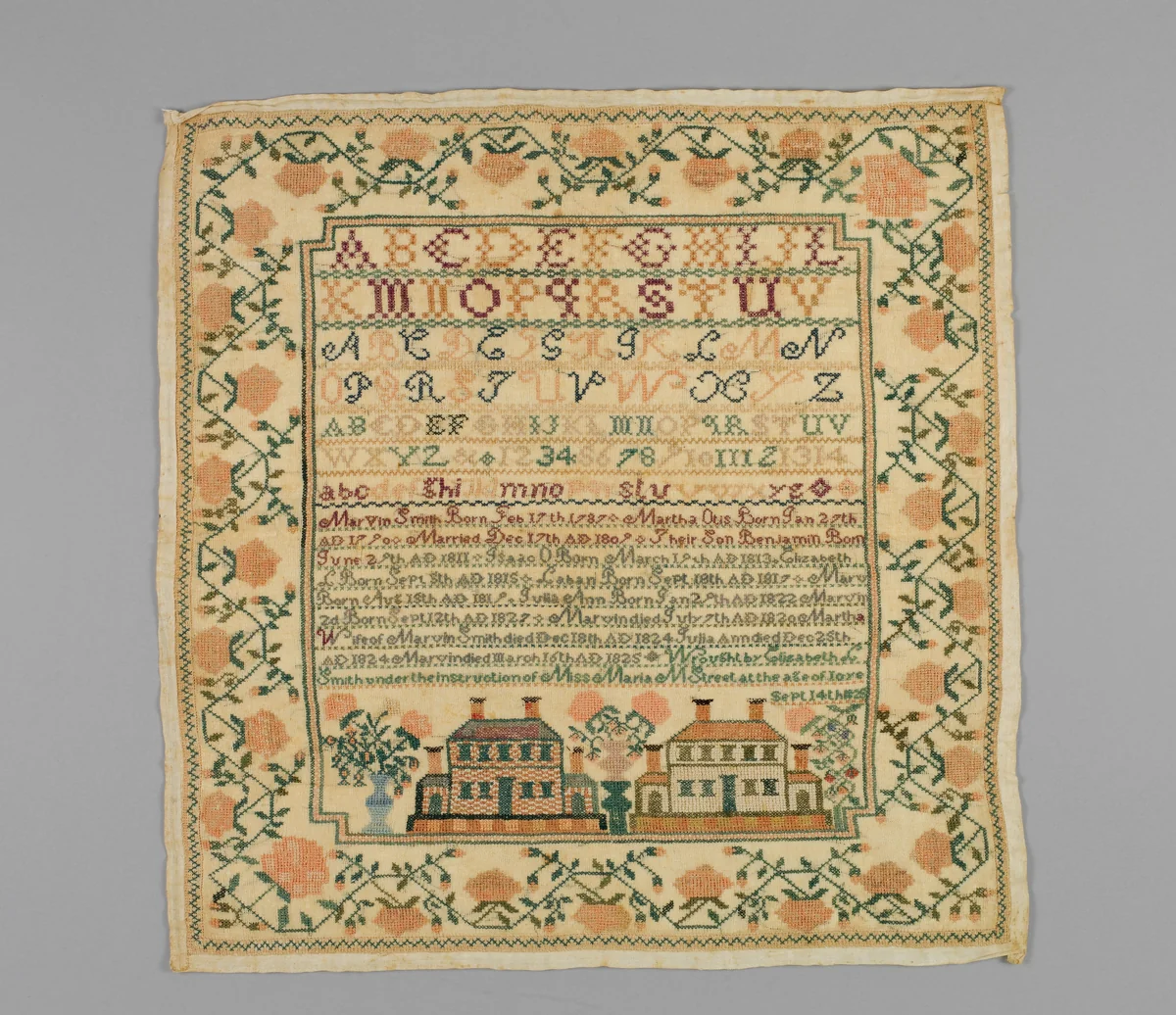 Sampler by Elizabeth Smith, artwork, 1825