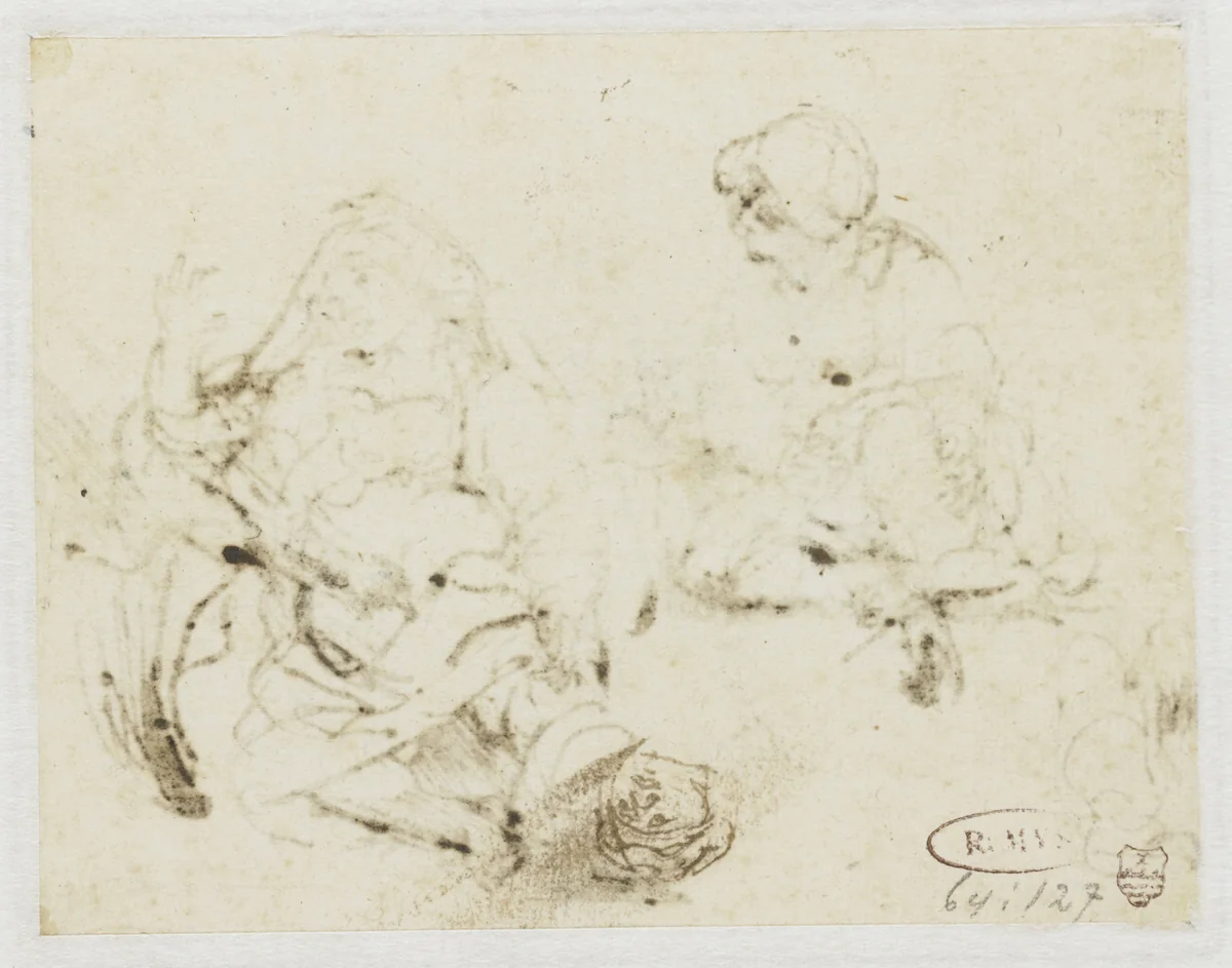 Small Study of the Head of the Sick Woman by Rembrandt van Rijn, drawing, 1647-1648