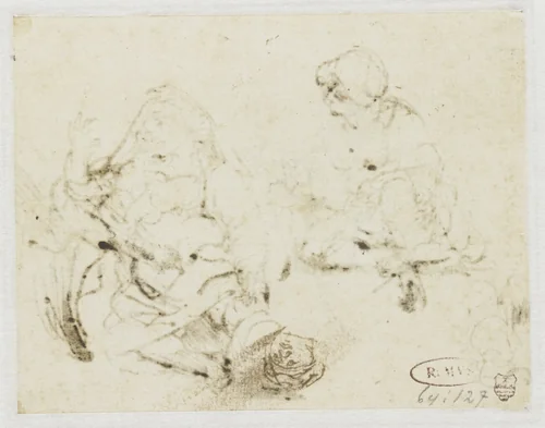 Small Study of the Head of the Sick Woman by Rembrandt van Rijn, drawing, 1647-1648