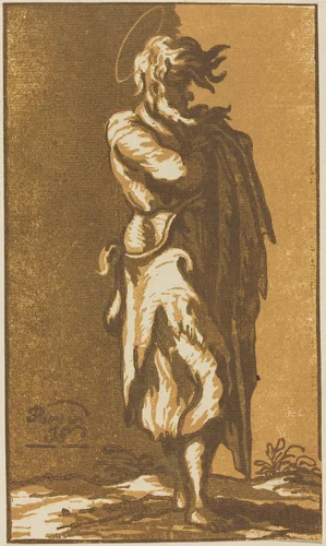 Male Saint Standing with Folded Arms, Facing to the Right by John Skippe, print, 1781