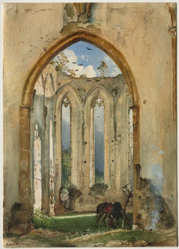 Ruin of a Church by Rudolf von Alt, drawing, 1849