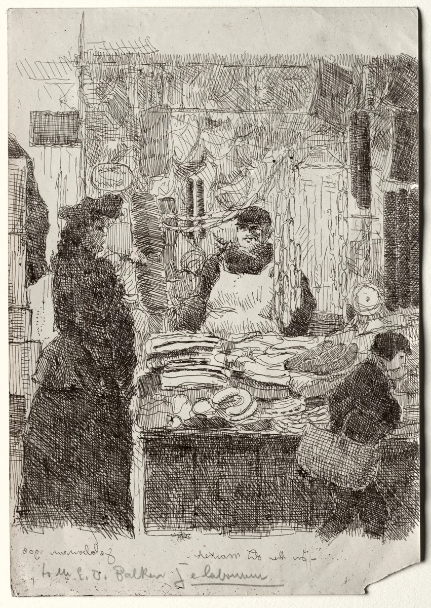 In the Old Market by Jean-Émile Laboureur, print, 1906