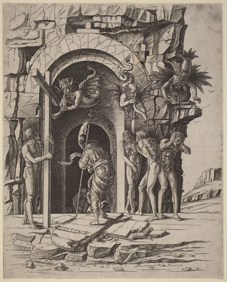 Descent into Limbo by Andrea Mantegna, print, 1475-1480