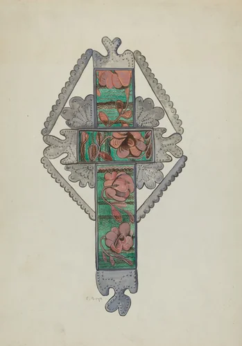 Tin and Painted Glass Cross, Church or Home Use by E. Boyd, index of american design, 1936