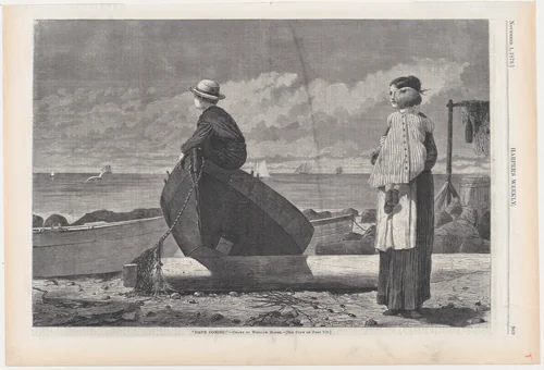 "Dad's Coming!" (from "Harper's Weekly," Vol. XVII) by Winslow Homer, print, 1873