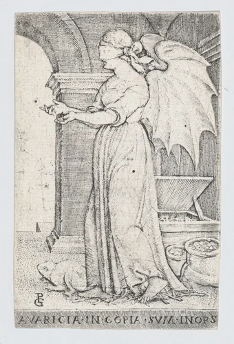 Avarice (Avaritia), from "The Seven Vices" by Georg Pencz, print, 1536-1546