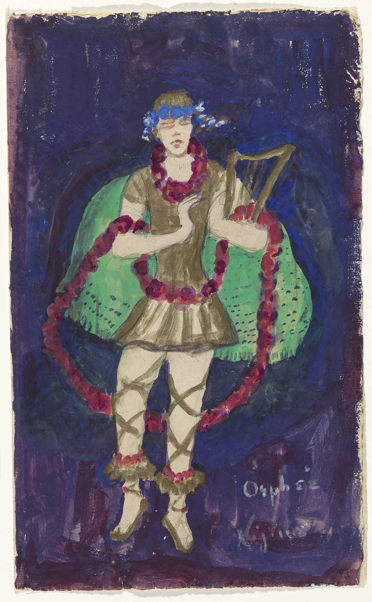 Costume design (Orpheus: Nijinsky) for artist's ballet Orphée of the Quat-z-arts by Florine Stettheimer, drawing, 1912