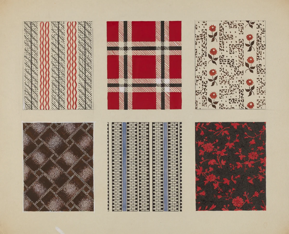 Materials from Quilt by Dorothy Posten, index of american design, 1937