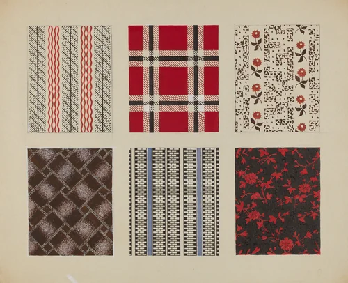 Materials from Quilt by Dorothy Posten, index of american design, 1937