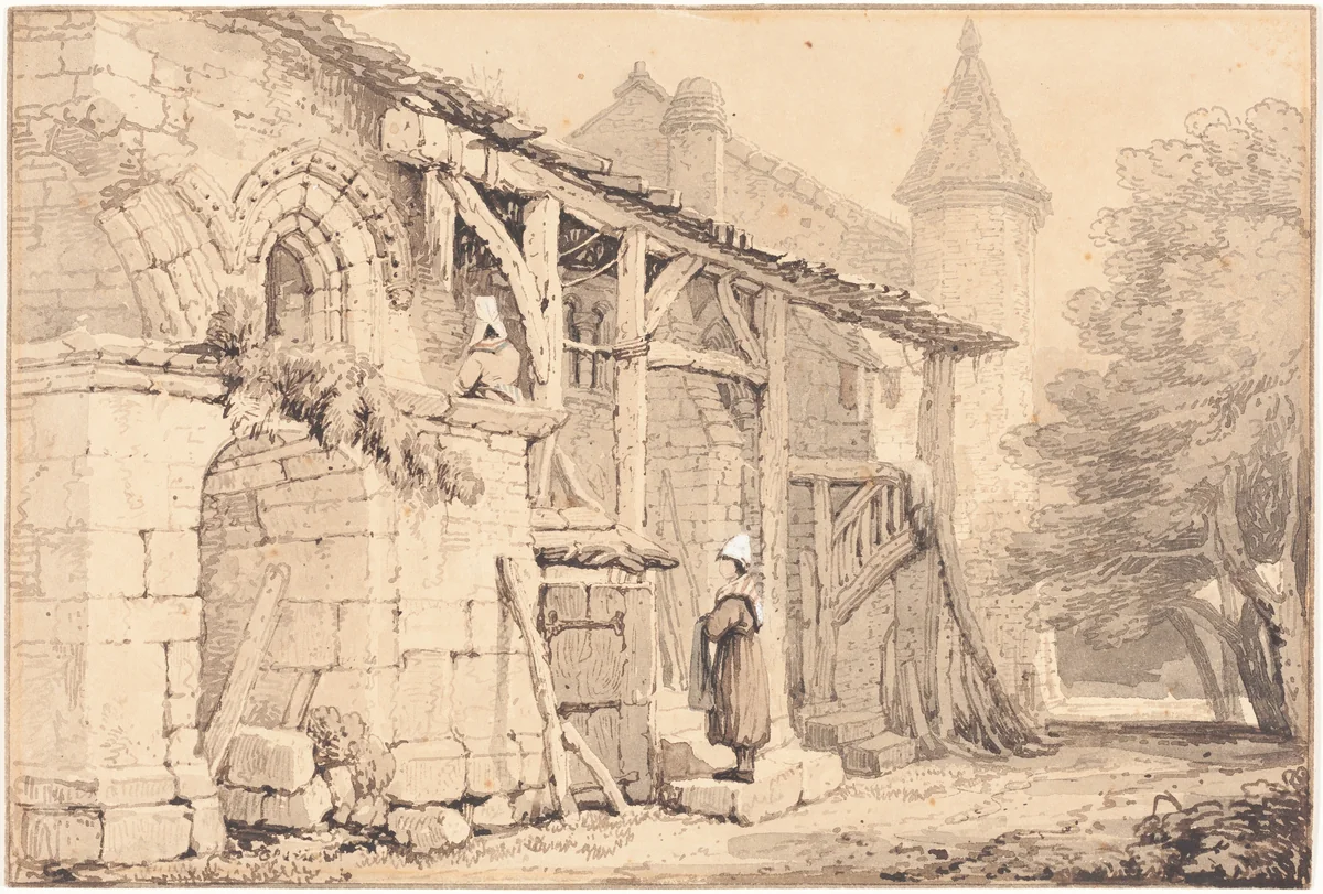 Scene at Jumièges by Samuel Prout, drawing, 1820-1830