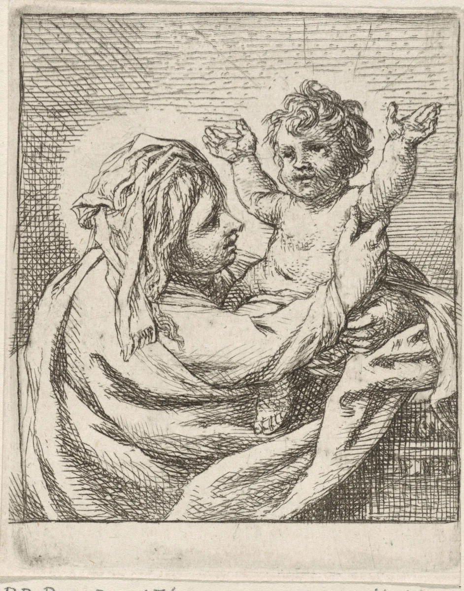 Madonna met Kind by Cornelis Schut, print, 1618-1655