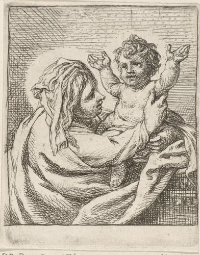 Madonna met Kind by Cornelis Schut, print, 1618-1655