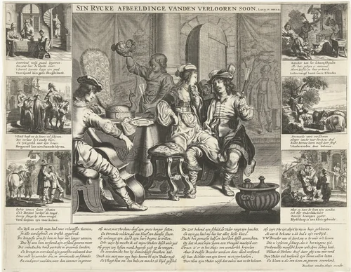 Verhaal van de verloren zoon by Cornelis van Dalen, print, 1622-1665
