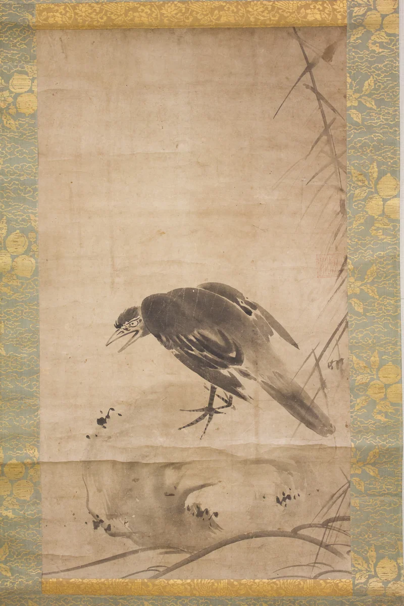 Crow on a Rock by Sesson Shūkei (雪村周継), painting, 1800-1868