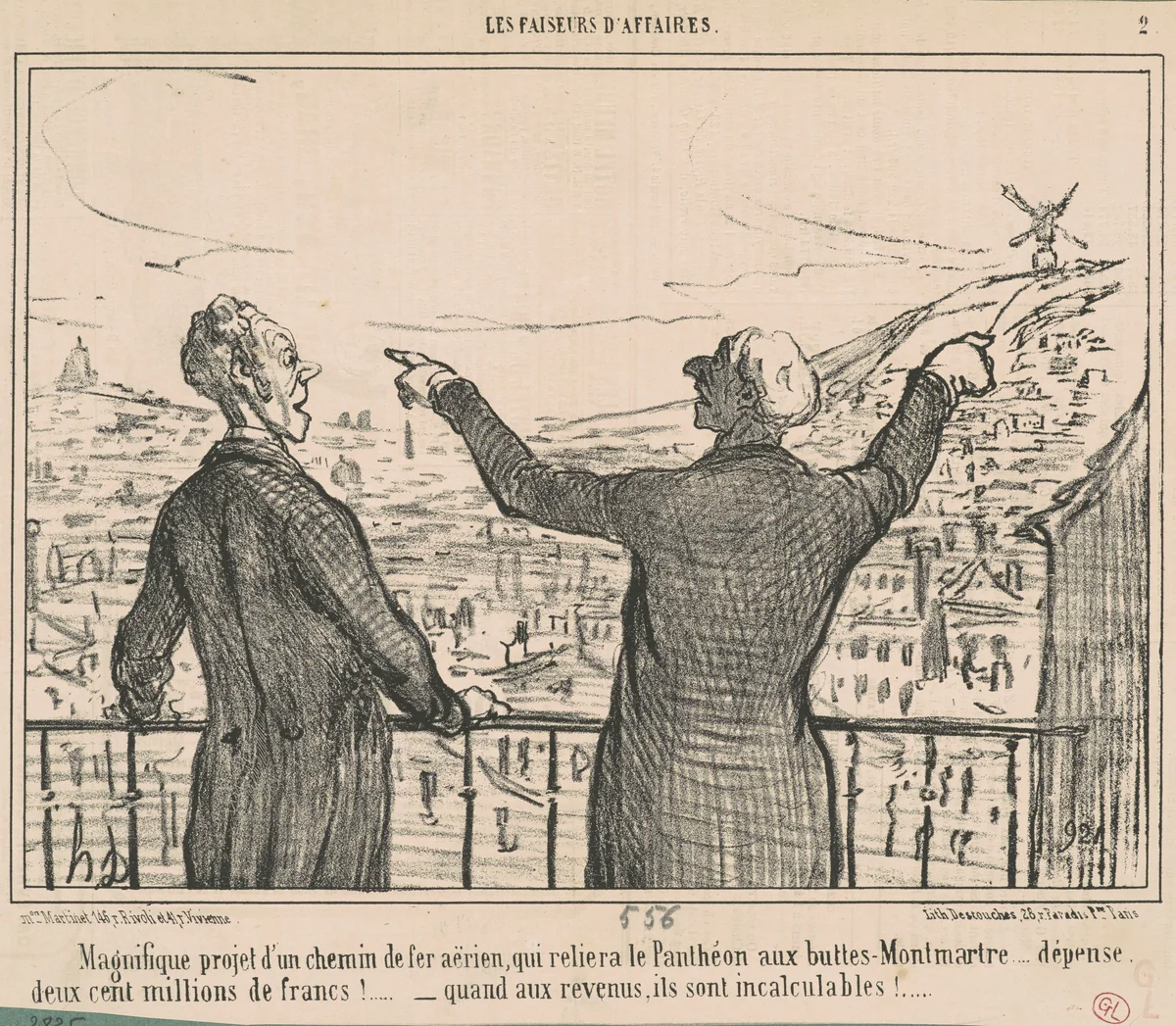 Magnifique projet ... by Honoré Daumier, print, 1856