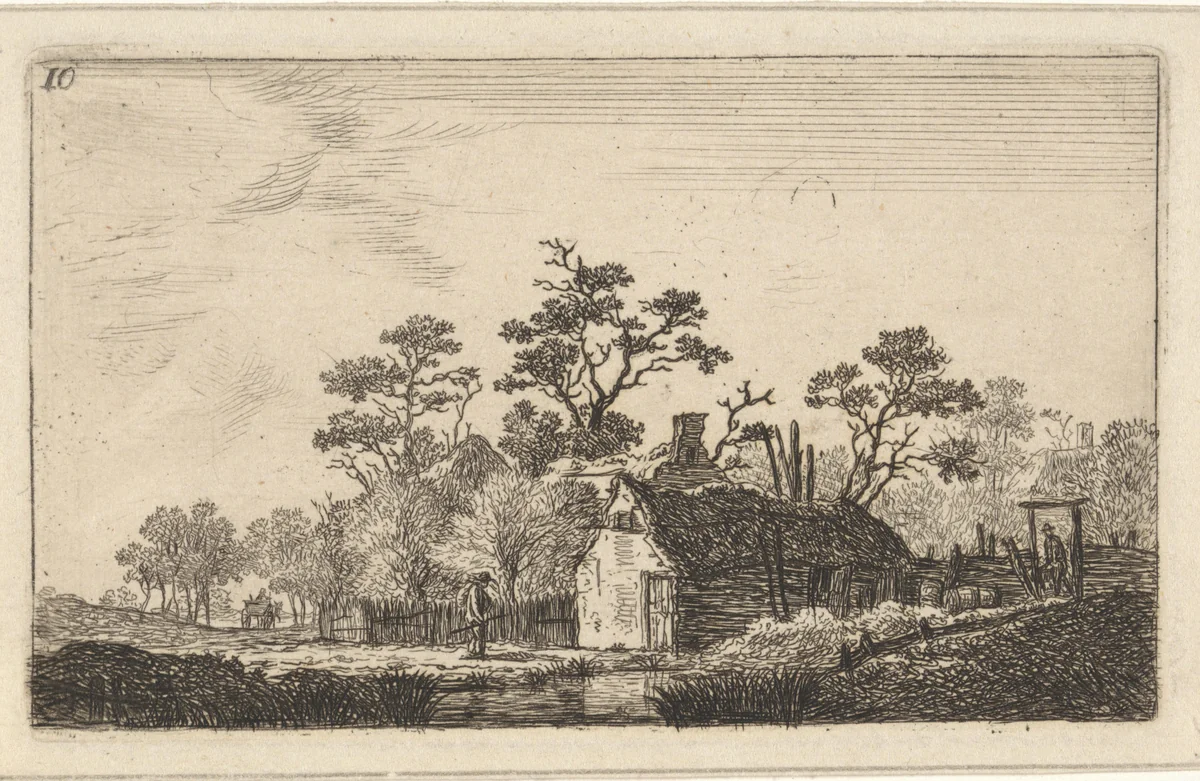 Landschap met huizen tussen het geboomte by Hendrik Schwegman, print, 1786