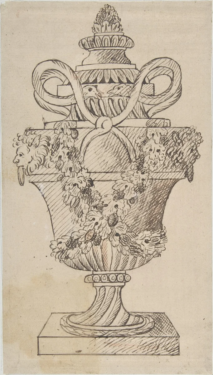 Design for an Urn (recto); Sketches (verso) by anonymous, drawing, 1770-1795