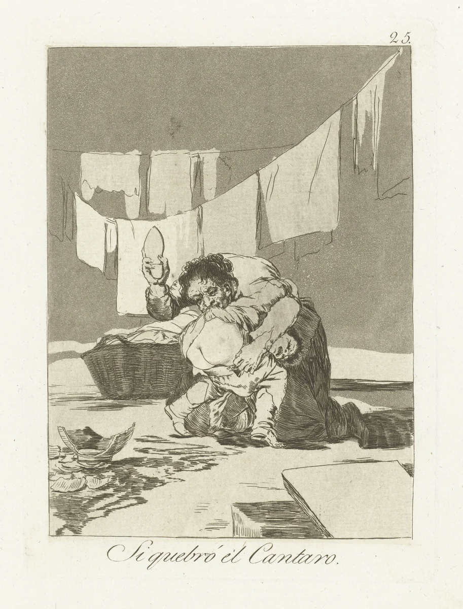 Ja, hij heeft de pot gebroken by Francisco de Goya, print, 1797-1799