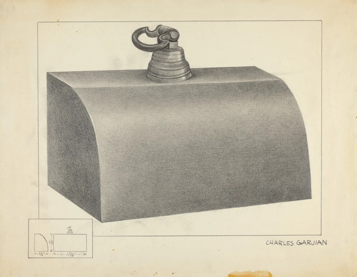 Pewter Foot Warmer by Charles Garjian, index of american design, 1936