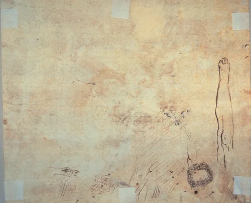 Study of a Leg, Flourish, and Doodles by Jacques Bellange, drawing, 1600-1617