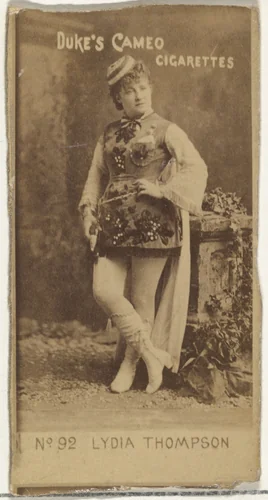 Card Number 92, Lydia Thompson, from the Actors and Actresses series (N145-4) issued by Duke Sons & Co. to promote Cameo Cigarettes by W. Duke, Sons & Co., photograph, 1880-1889