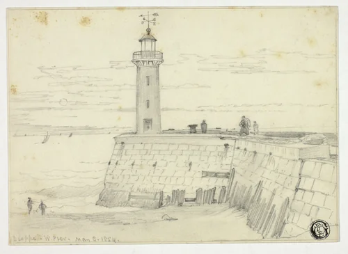 Dieppe, West Pier by Edward William Cooke, drawing, 1854