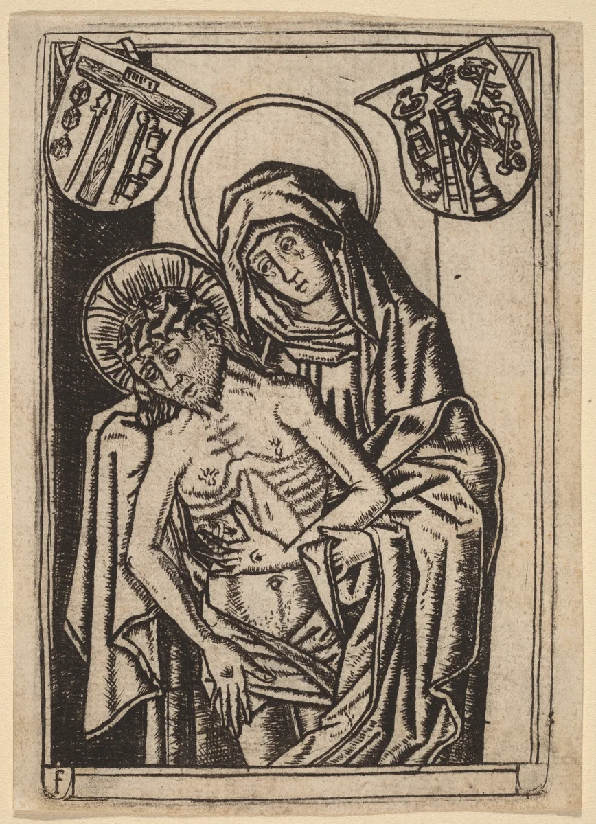 The Virgin Supporting the Body of Christ by Master F, print, 1485-1505