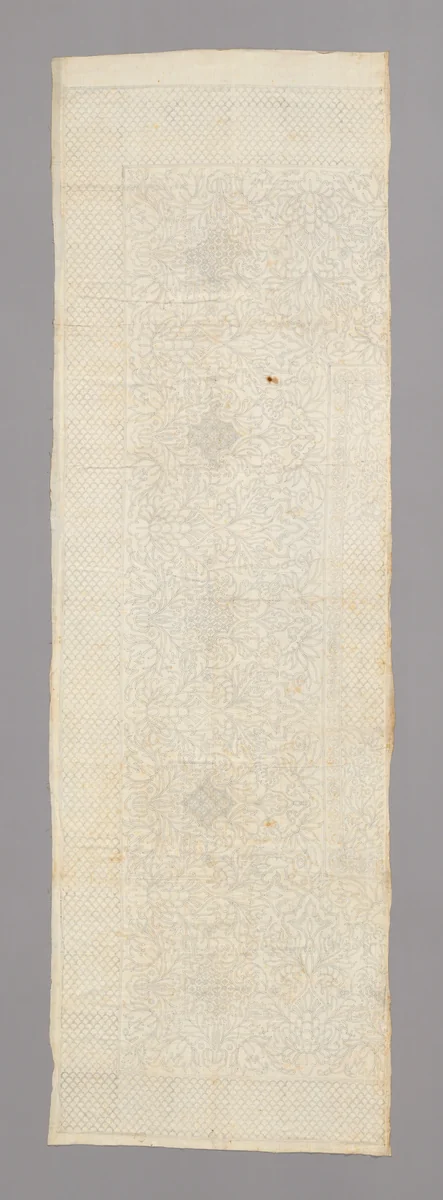 bedcover (Unfinished in three sections) by France, textile, 1701-1800
