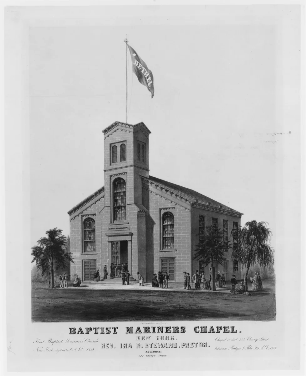 Baptist Mariners Chapel, New York by Frances Flora Bond Palmer, print, 1843-1853