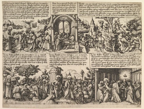Different Scenes, from the Gospels and from Acta Apostolorum by Daniel Hopfer, print, 1525-1535
