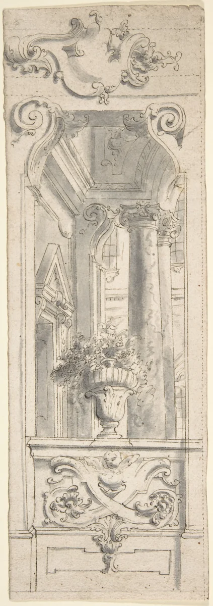 Upper Panel for Painted Wall Decoration by anonymous, drawing, 1700-1800