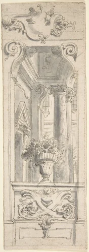 Upper Panel for Painted Wall Decoration by anonymous, drawing, 1700-1800