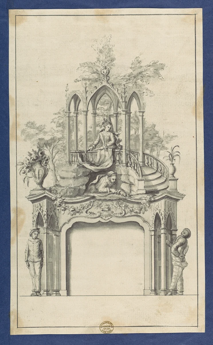 Design for a Neo-Gothic Chimneypiece, in Chippendale Drawings, Vol. I by Thomas Chippendale, drawing, 1755-1765