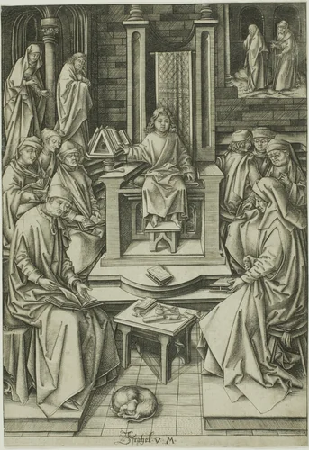 Christ Among the Doctors by Israhel van Meckenem, print, 1490-1500