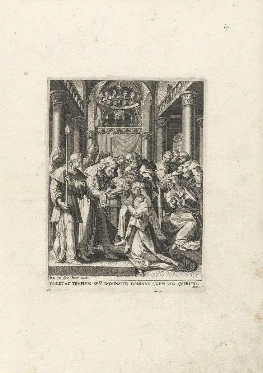 Presentatie in de Tempel by Johann Sadeler, print, 1587-1589