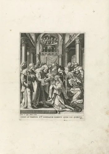 Presentatie in de Tempel by Johann Sadeler, print, 1587-1589