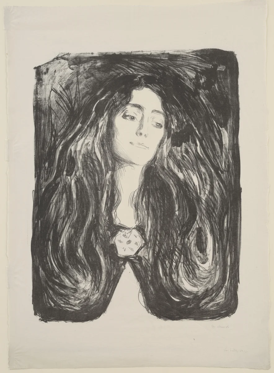 The Brooch. Eva Mudocci (Brosjen. Eva Mudocci) by Edvard Munch, print, 1903