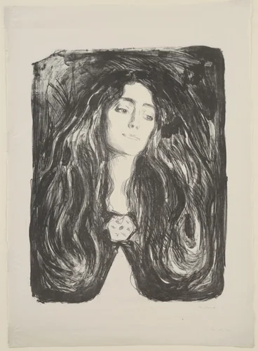 The Brooch. Eva Mudocci (Brosjen. Eva Mudocci) by Edvard Munch, print, 1903