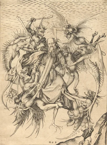 The Temptation of Saint Anthony by Martin Schongauer, print, 1470-1475