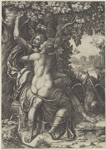 Angelica en Medoro by Unknown, print, 1530-1582