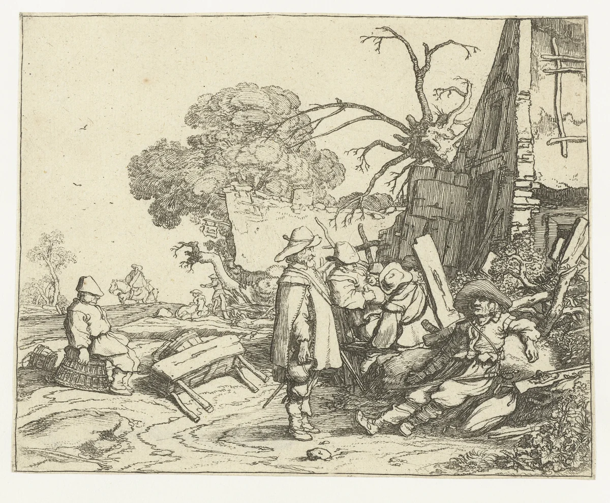 Landschap met soldaten by Pieter de Molijn, print, 1626