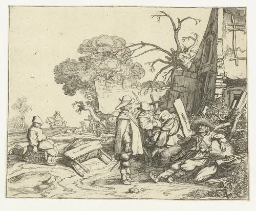 Landschap met soldaten by Pieter de Molijn, print, 1626