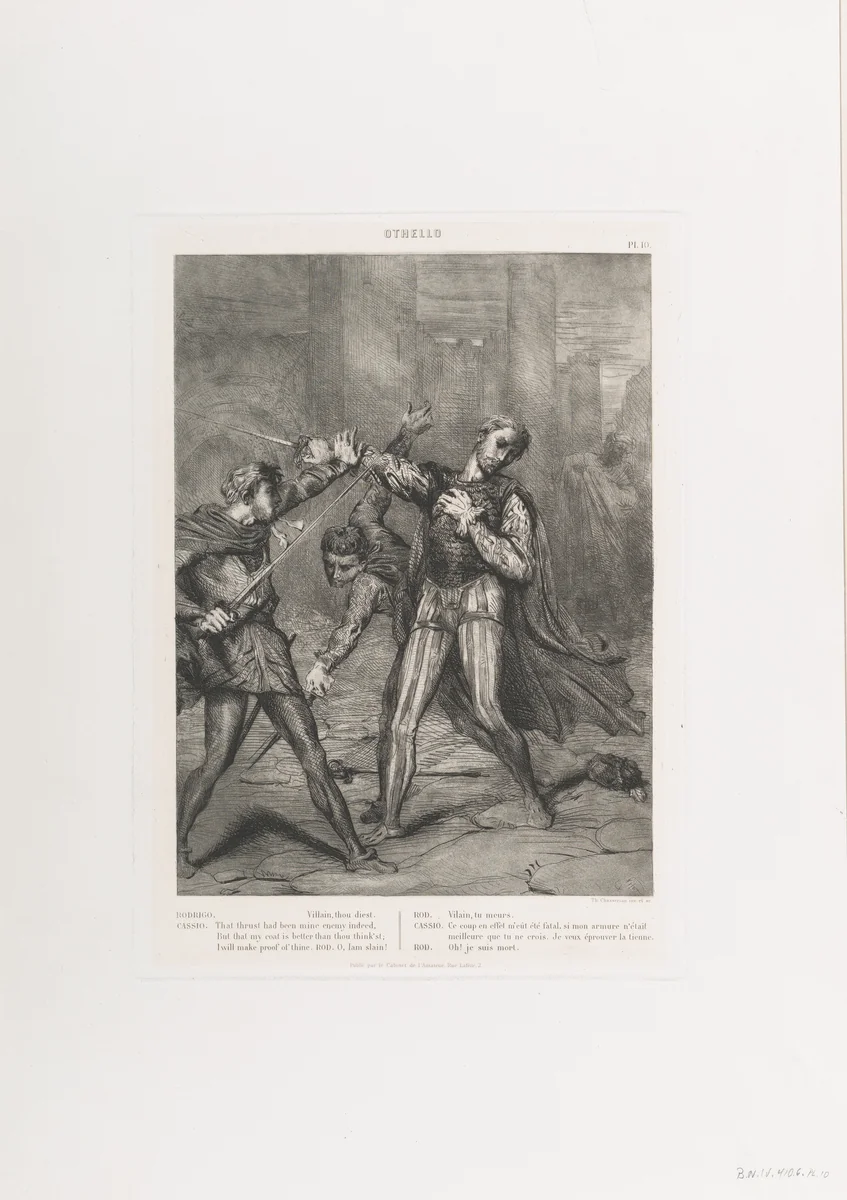 "Villain, thou diest": plate 10 from Othello (Act 5, Scene 1) by Théodore Chassériau, print, 1844-1900