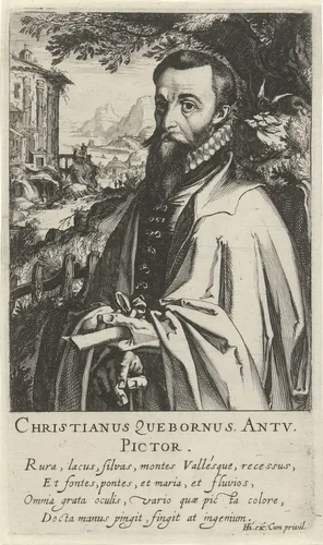 Portret van Christian van den Queborn by Simon Frisius, print, 1610