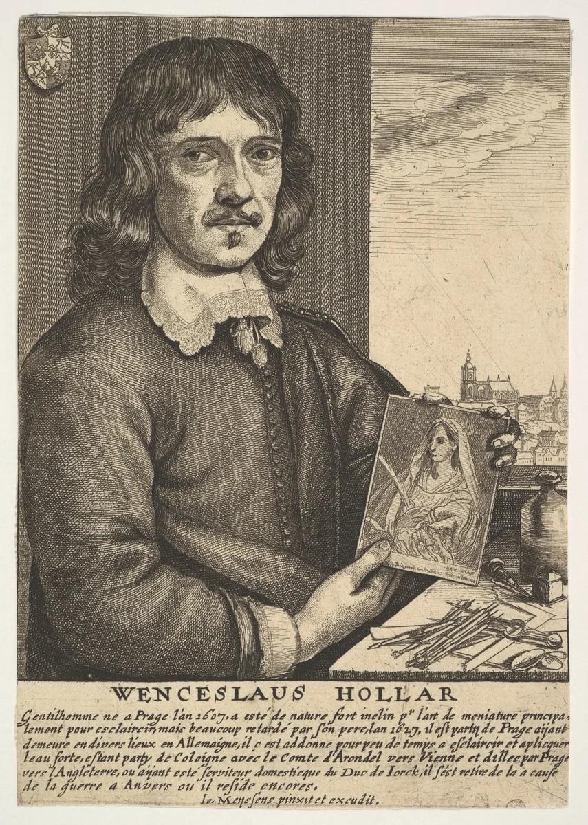 Self-Portrait, from "Image de divers hommes: The true effigies of the most eminent Painters" by Wenceslaus Hollar, print, 1607-1677