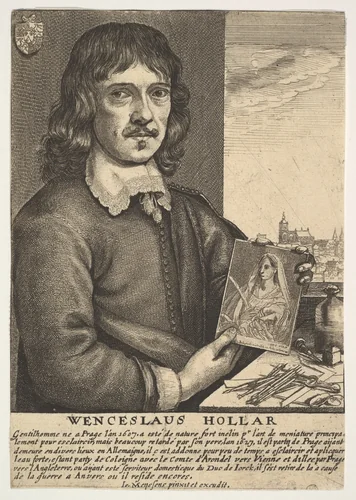 Self-Portrait, from "Image de divers hommes: The true effigies of the most eminent Painters" by Wenceslaus Hollar, print, 1607-1677