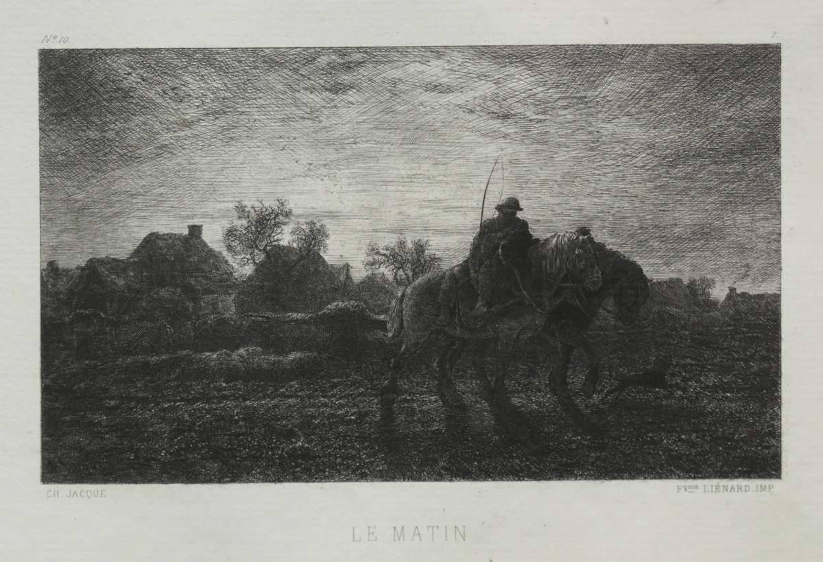 The Morning by Charles-Émile Jacque, print, 1864